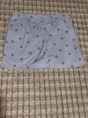 Karen Scott Blue & White Seersucker Striped Nautical Skorts Size 14